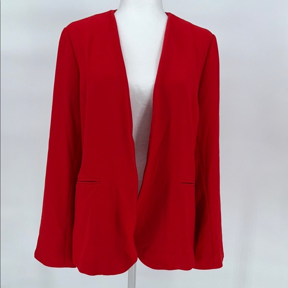 Adrienne Vittadini/Sandro Red Open-Front Blazer (Size Medium) - Picture 3 of 11